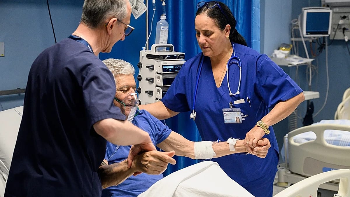 Cuban medical professionals working in emergency room at Italian hospital in rural Calabria