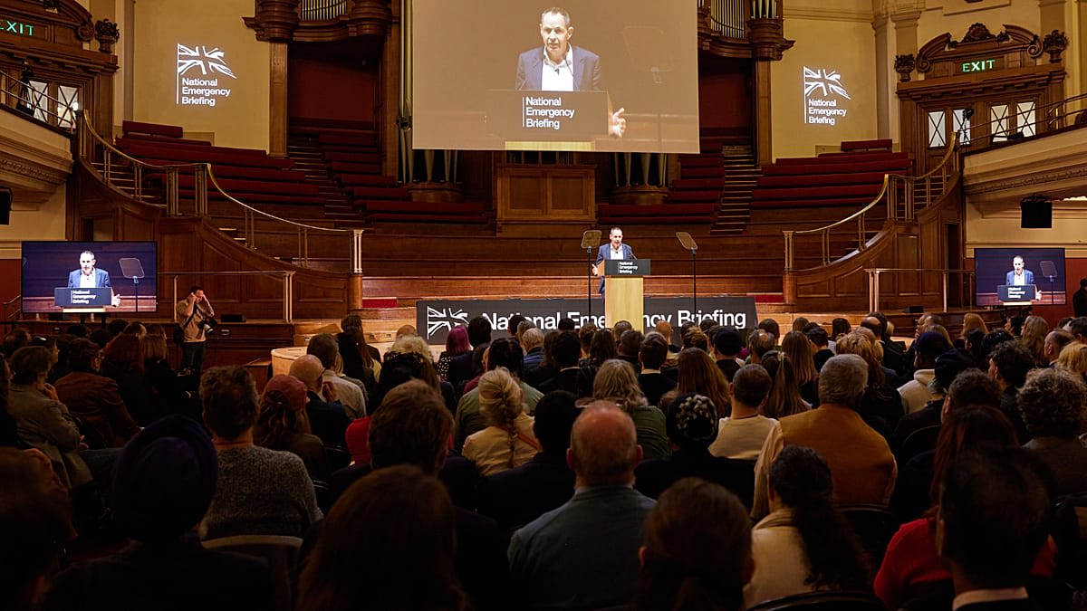 ** Scientists presenting climate facts and solutions at packed Westminster Central Hall briefing in London