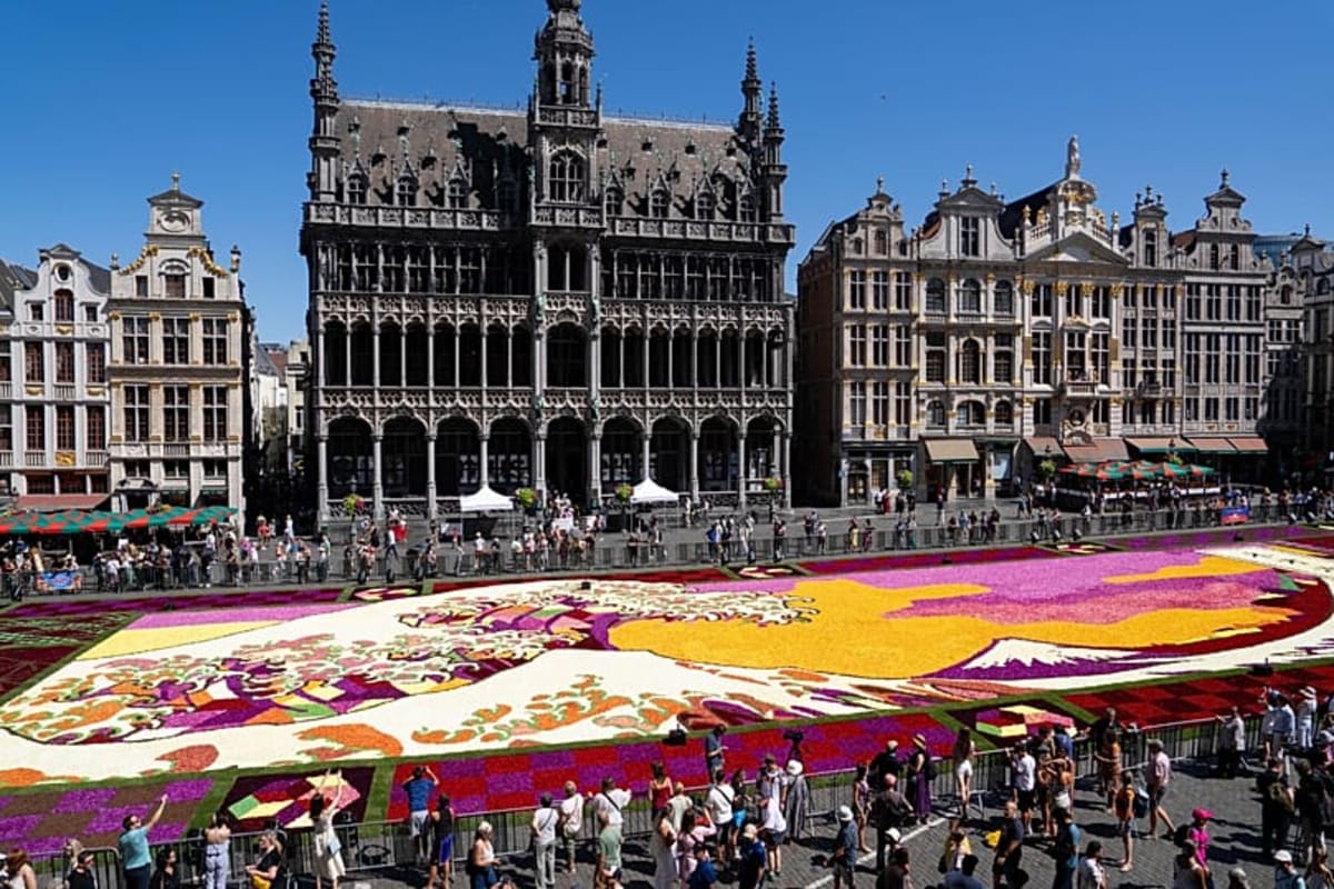 700,000 Flowers Transform Brussels Into Japanese Masterpiece - Image 3