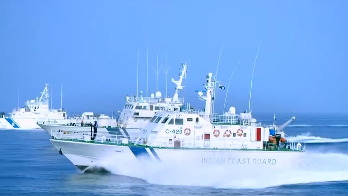 Indian Coast Guard Rescues 2 from Sinking Cargo Ship