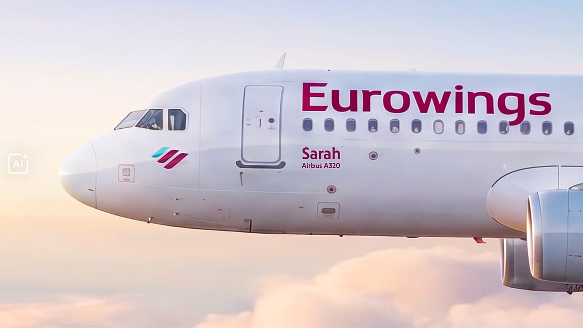Eurowings passenger aircraft on tarmac with airline branding visible on fuselage