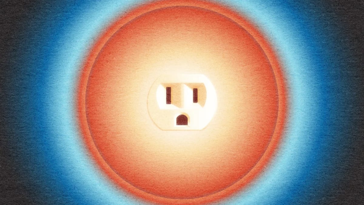 Solar panel hanging from apartment balcony railing plugged into outdoor outlet