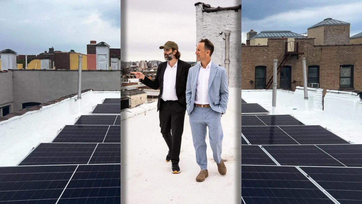 Solar panels installed on rooftop of multi-story apartment building in the Bronx