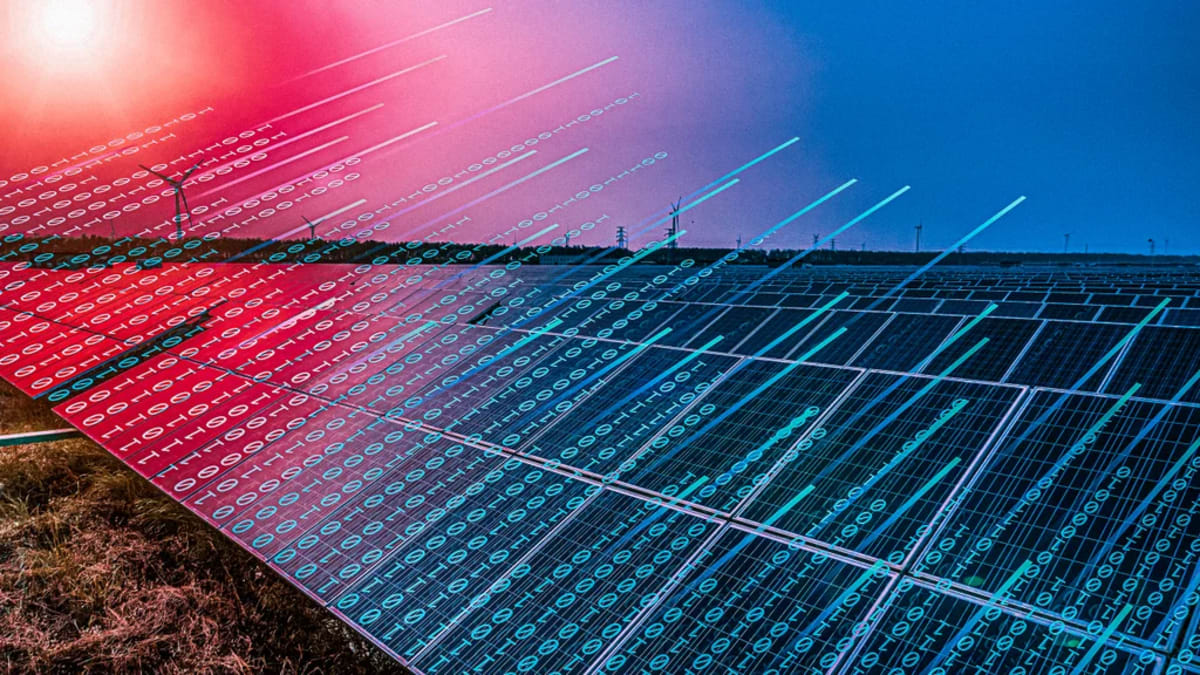 Modern data center facility with power lines representing America's growing energy infrastructure needs