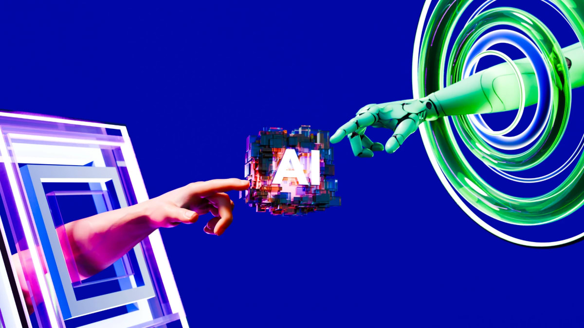 Person reviewing and selecting from multiple AI-generated creative options on computer screen