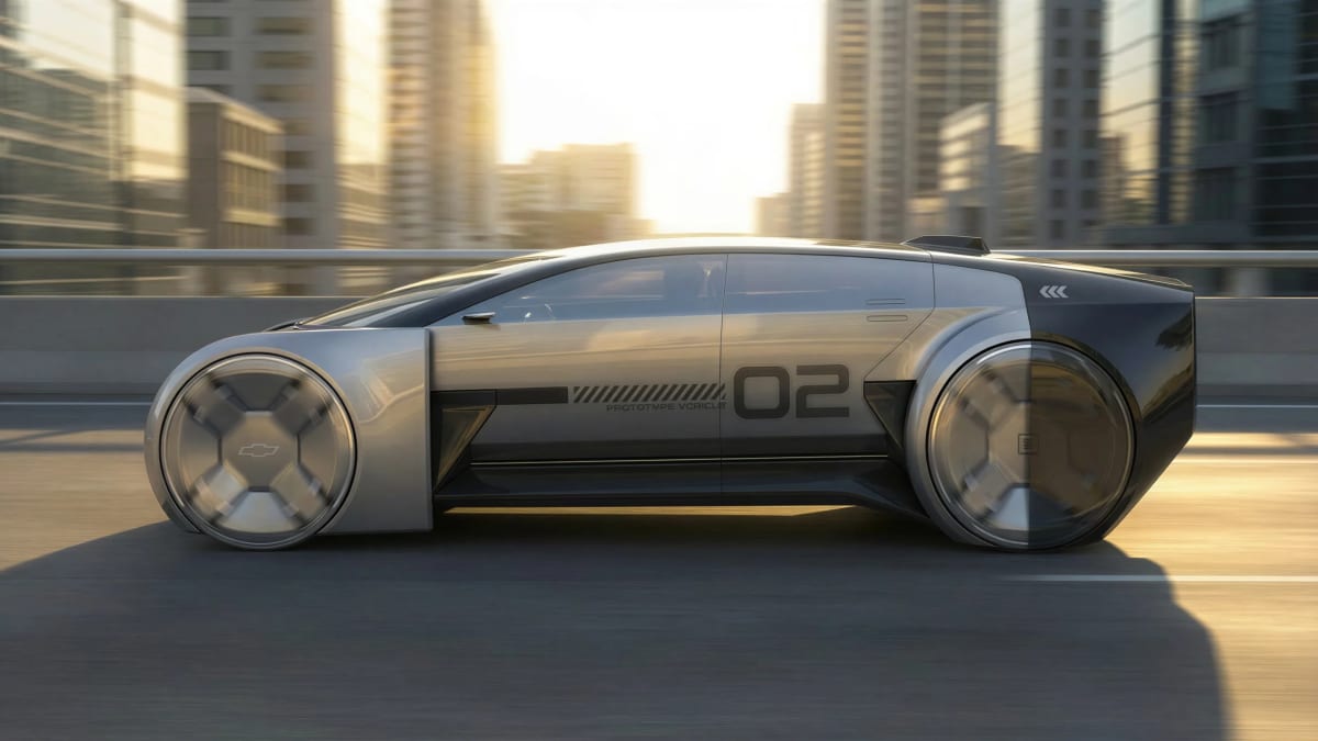 Digital rendering of car design with virtual aerodynamic airflow patterns displayed on computer screen