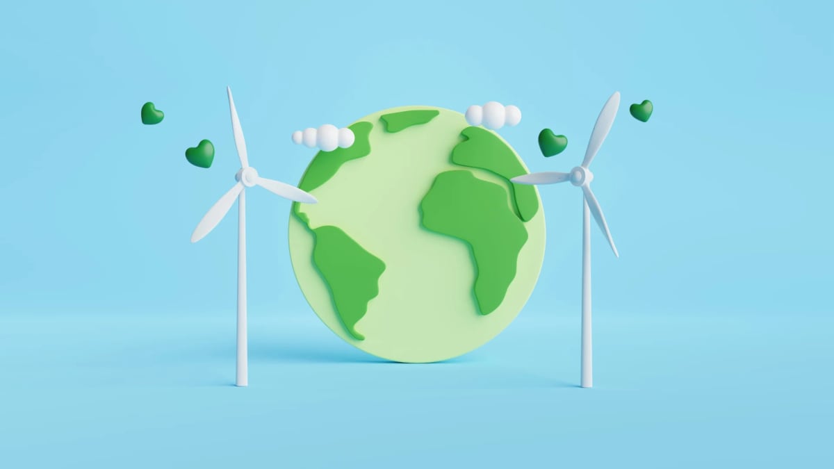 Diverse group of climate organization leaders collaborating around a shared table with documents