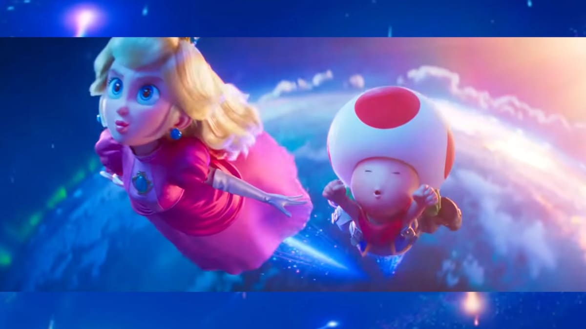 Mario and Luigi characters from Super Mario Galaxy Movie in space setting with stars