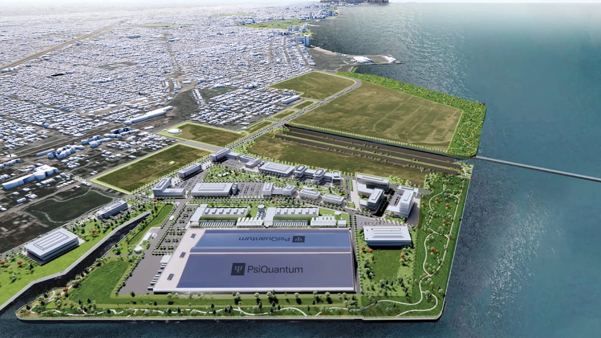 Aerial view of former Chicago steel mill site being transformed into quantum technology campus