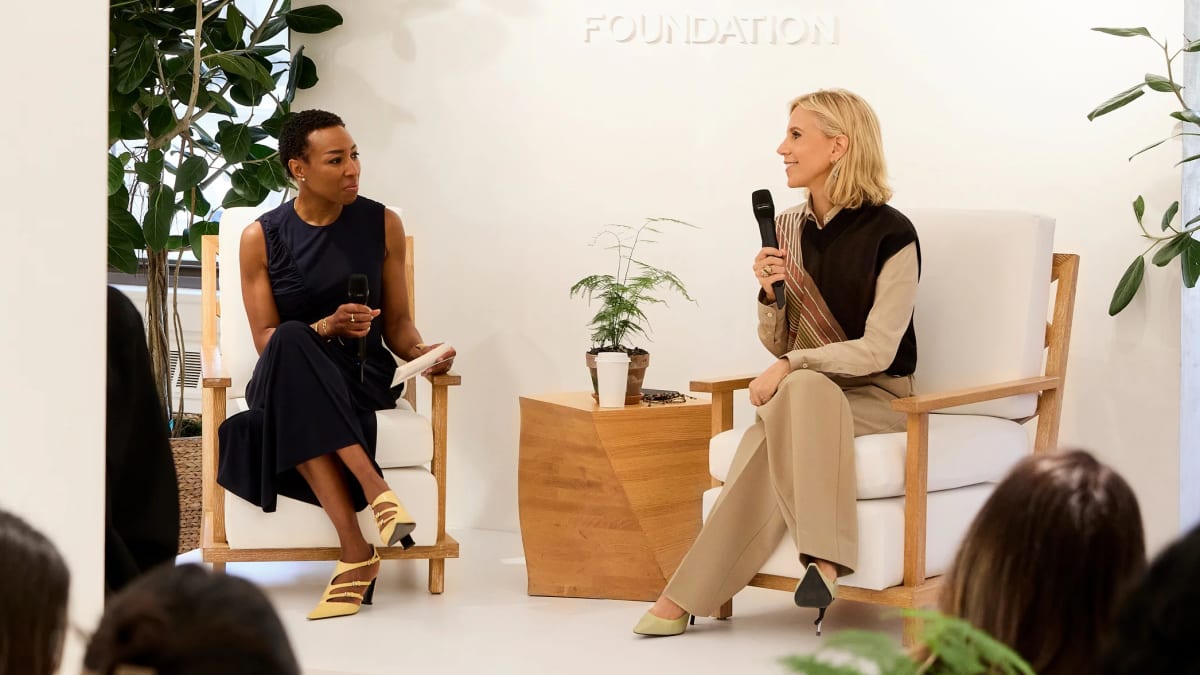 Tory Burch speaking at foundation event supporting women entrepreneurs and small business owners