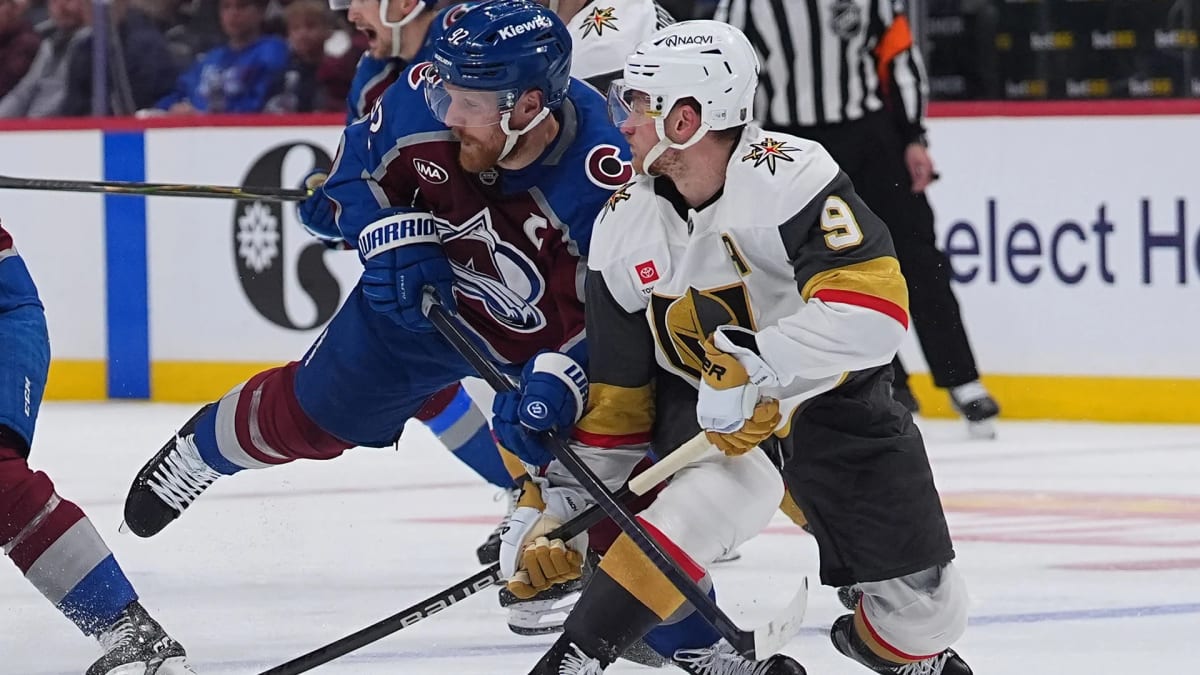Hockey player Gabriel Landeskog skating on ice wearing AI sensor insoles that track movement
