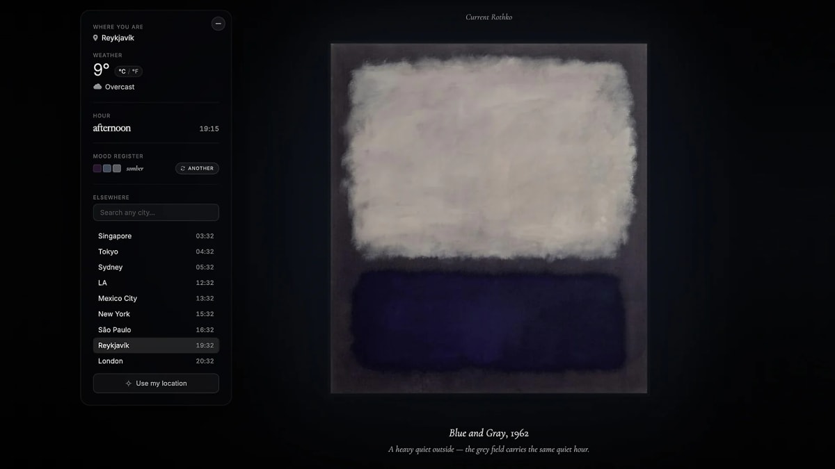 Weather App Uses Rothko Paintings to Show How Days Feel