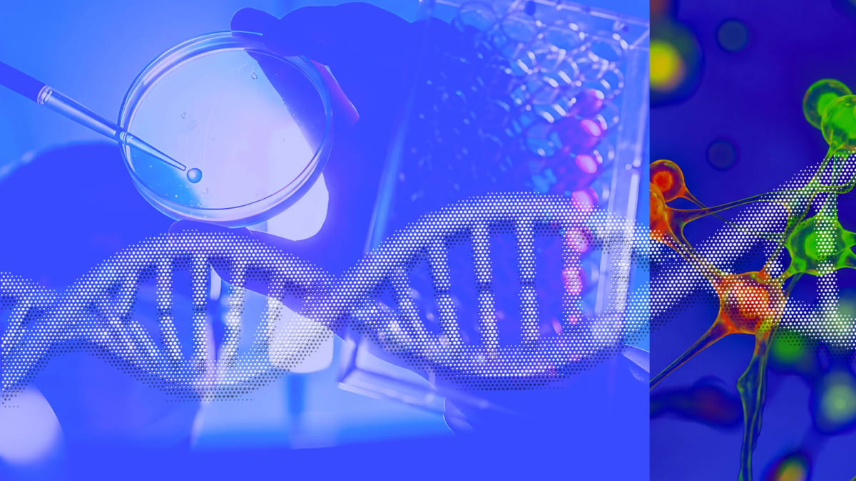 Scientists working with genetic sequencing technology and AI platforms in modern biotech laboratory