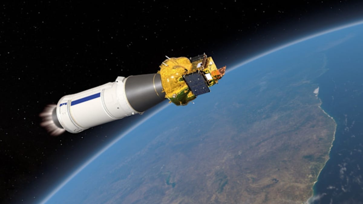 Vega-C rocket launching Smile satellite into space from French Guiana spaceport