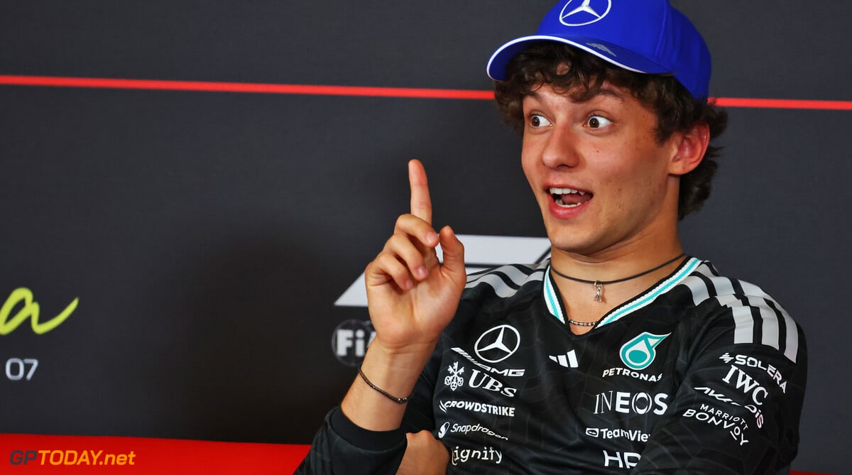 ** Young Formula 1 driver Andrea Kimi Antonelli racing in Mercedes at Barcelona circuit