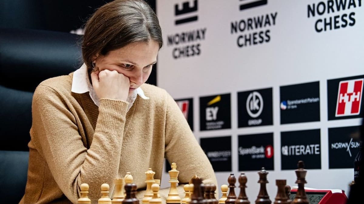 Ukrainian chess grandmaster Anna Muzychuk competing at international chess tournament