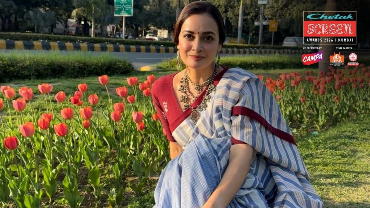 ** Bollywood actor Dia Mirza smiling, sharing her career comeback story with gratitude