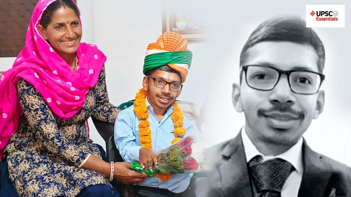 Nitish Kumar smiling with his mother Kela Devi in rural Haryana after UPSC exam success