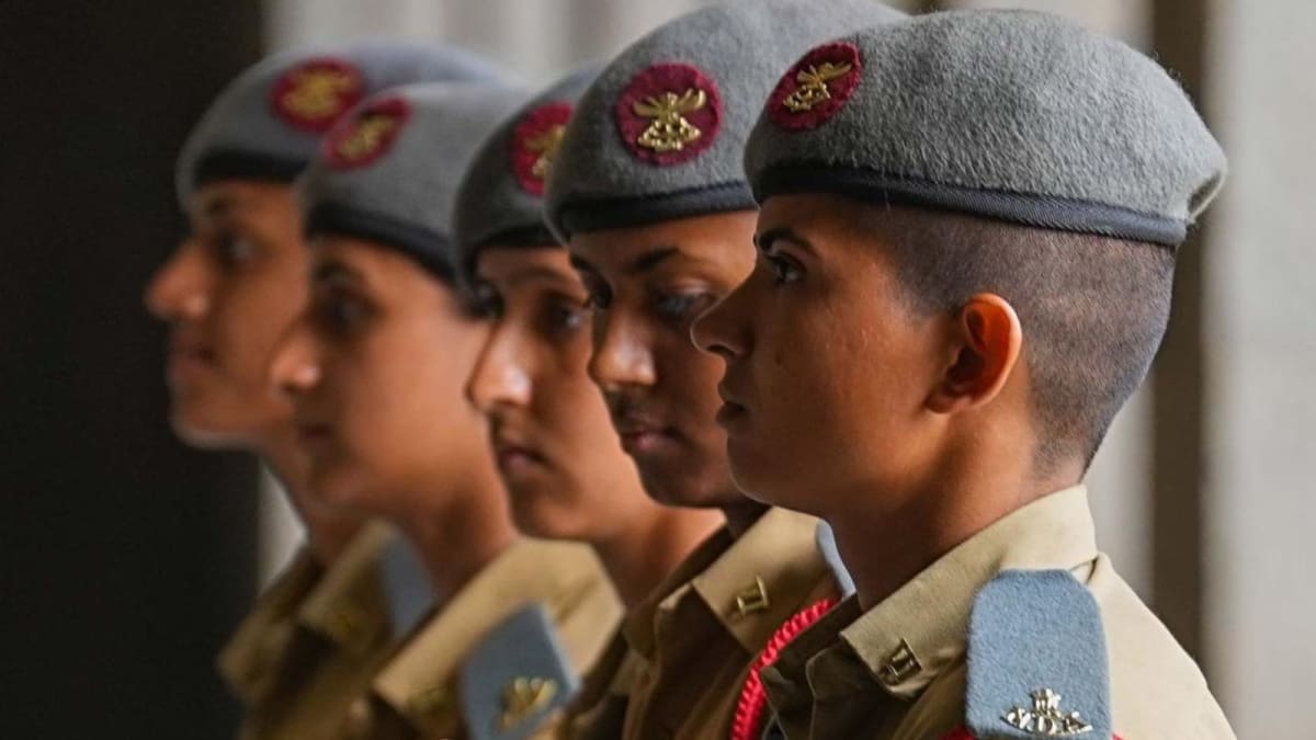 Women military cadets training alongside male counterparts at India's National Defence Academy