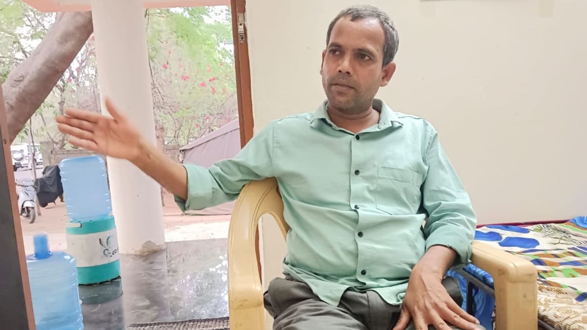 Former Maoist insurgent Anant at police headquarters in Gondia, Maharashtra, planning his future