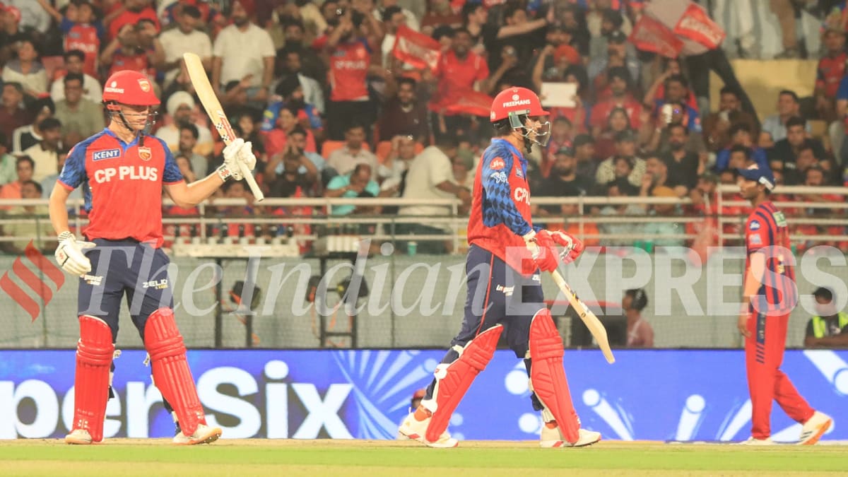 ** Punjab Kings batsmen Priyansh Arya and Cooper Connolly celebrating during explosive partnership against Lucknow
