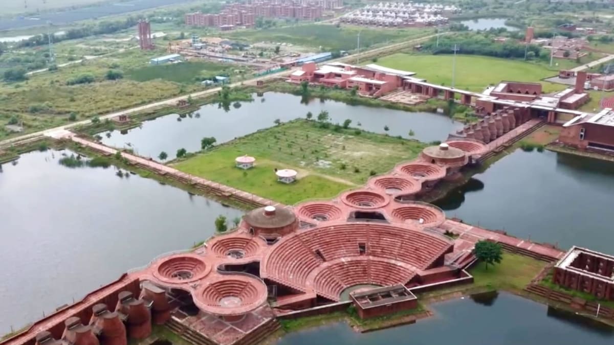 Students studying ancient manuscripts at Nalanda University in India's historic campus