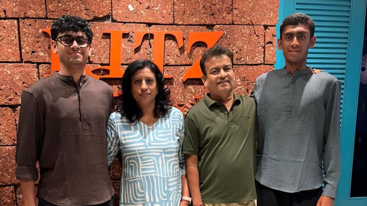 Arnav Paparkar with parents Vijaya and Vijay and brother Aryan at home in Pune
