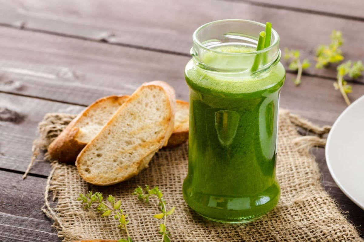 Fresh bread loaves and smoothies on table representing fiber-fortified foods coming to stores