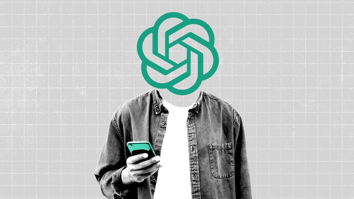 Person using smartphone with artificial intelligence financial technology application on screen