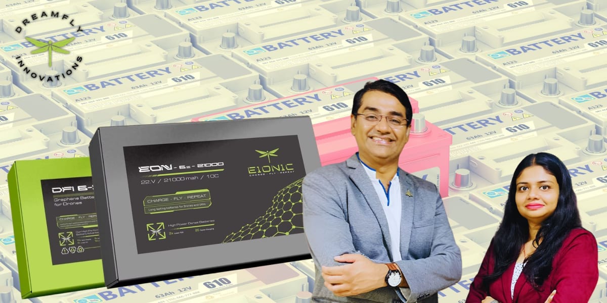 Engineer inspecting high-performance lithium battery pack designed for commercial drone applications in India