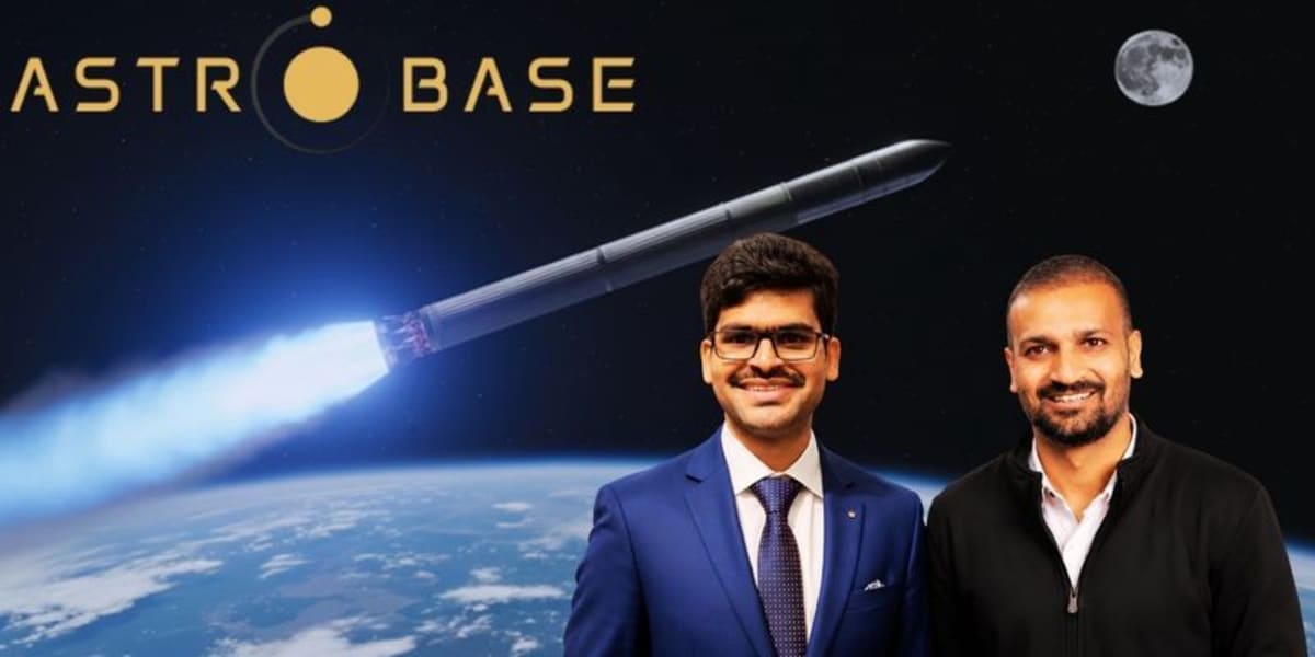 Rocket engine test firing with bright flames at Astrobase facility in Andhra Pradesh
