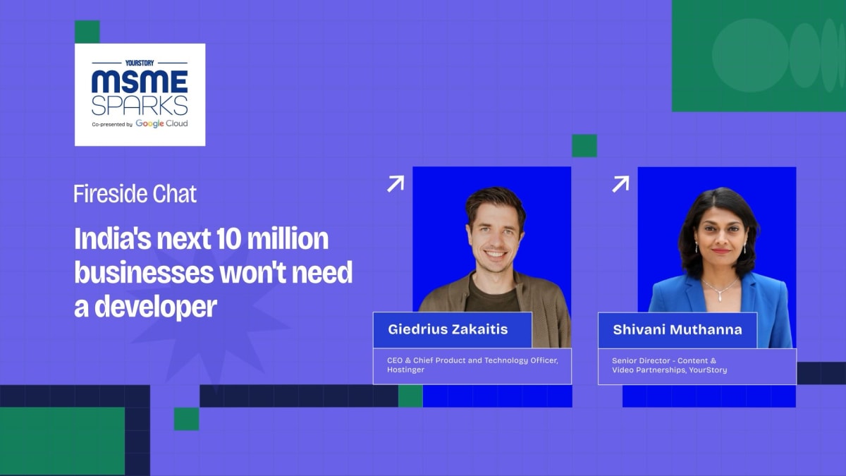Giedrius Zakaitis speaking at MSME Sparks event in Bengaluru about AI and entrepreneurship