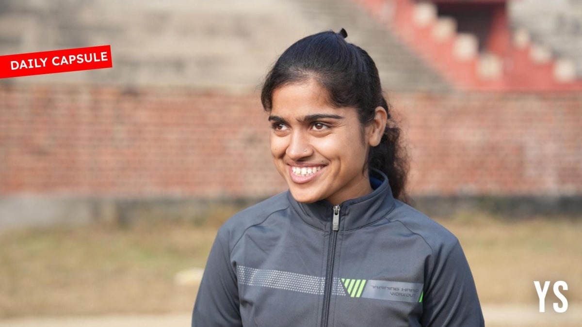 ** Visually impaired para-athlete Komal Tyagi running on track during competition in India