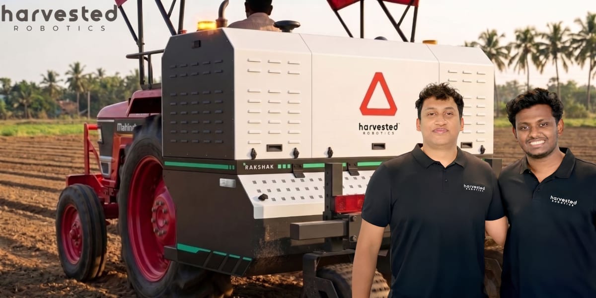 Laser weeding robot mounted on tractor burning weeds in Indian agricultural field