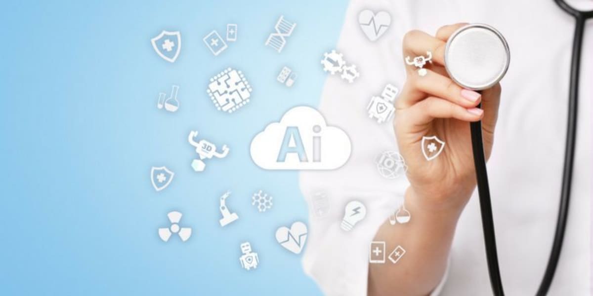 Healthcare professional using diagnostic technology with AI integration in Indian medical clinic setting