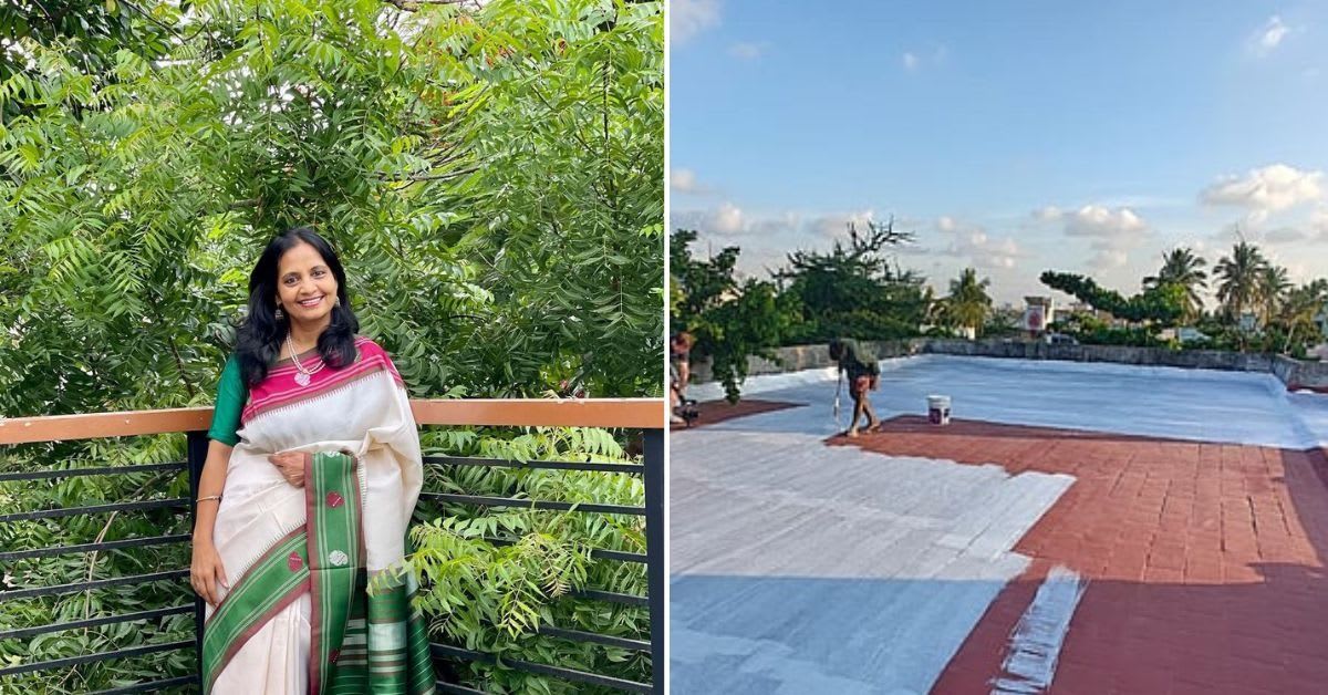 White-painted rooftops in Chennai neighborhood reflecting sunlight to reduce indoor temperatures