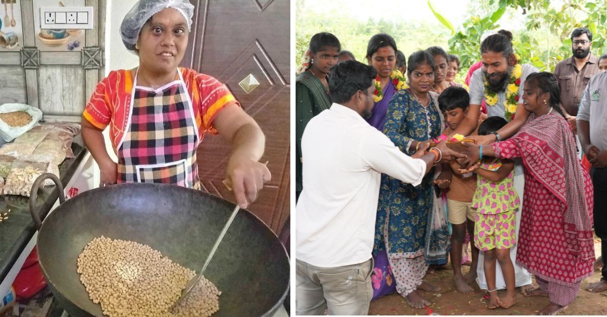 Women with intellectual disabilities working together in agricultural fields at Sristi Foundation Tamil Nadu