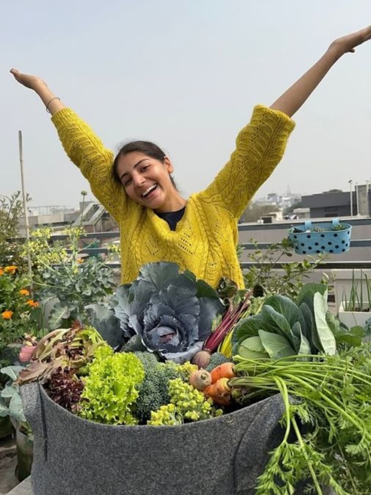 Mom Grows Family's Veggies in 200 Pots on Her Terrace