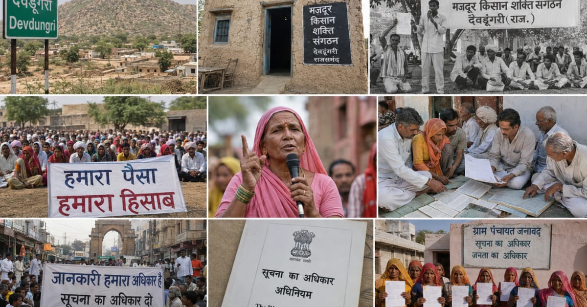 Simple mud and stone house in rural Rajasthan village where India's transparency movement began