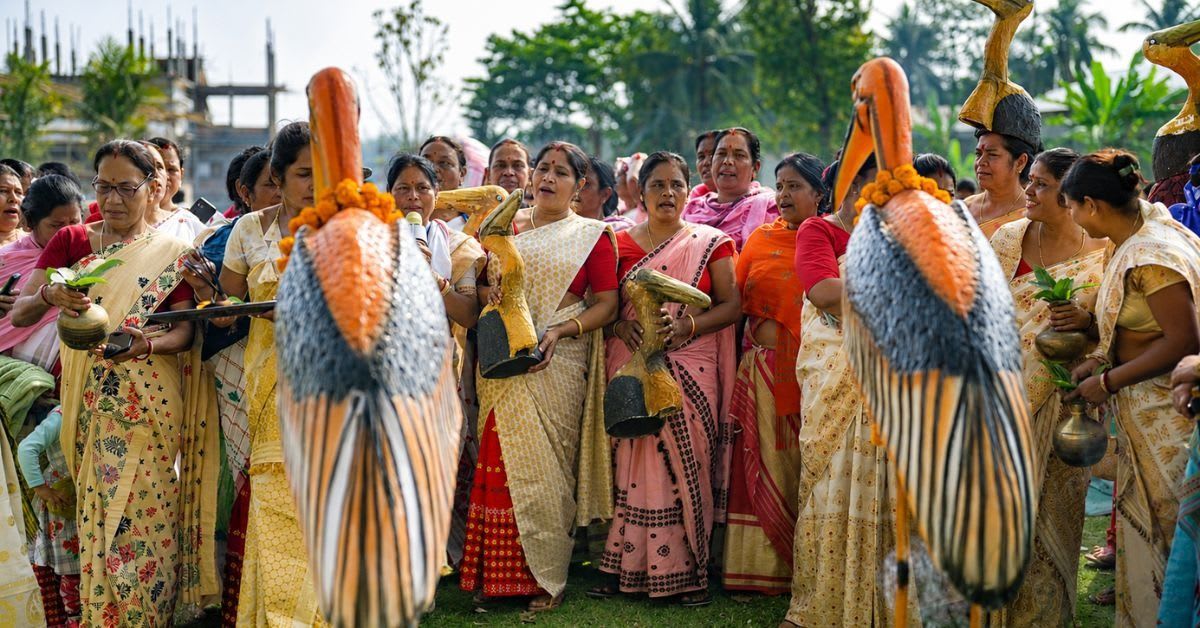 Wildlife biologist Purnima Devi Burman with Assam women protecting greater adjutant storks