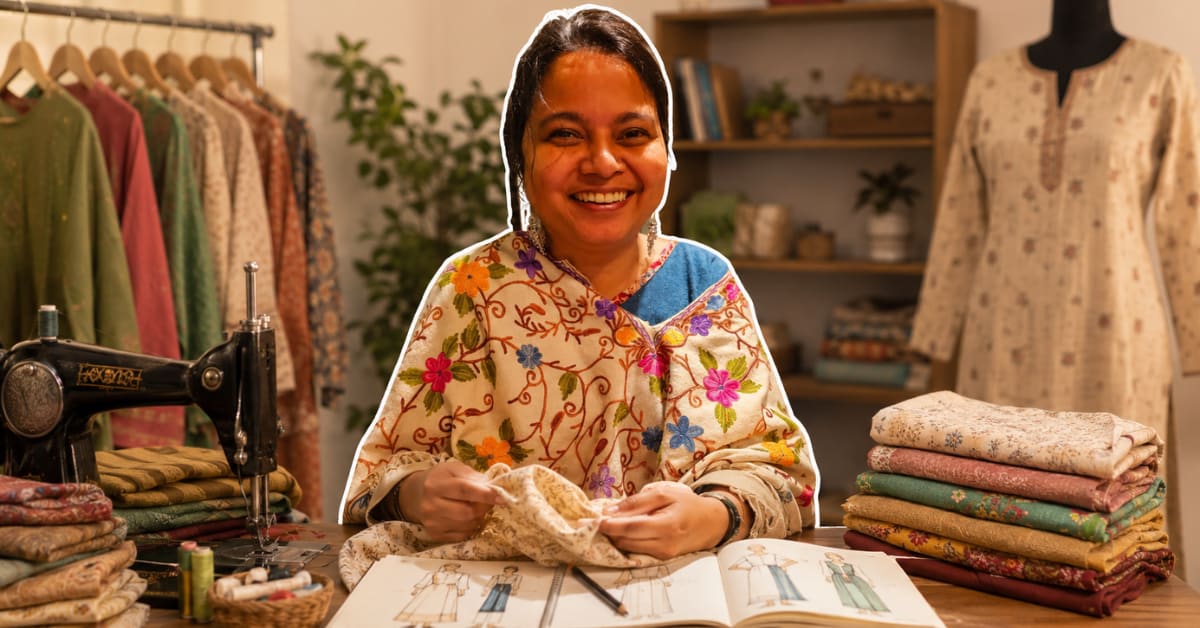 Soumita Basu and her mother Amita holding adaptive clothing from their brand Zyenika