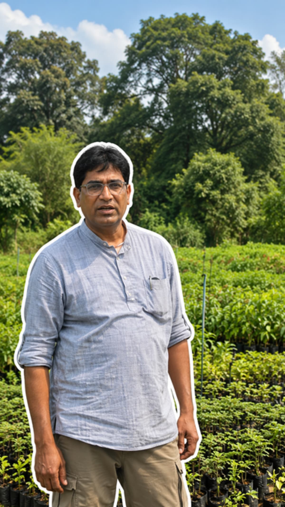 Native tree saplings growing in rural Maharashtra village nursery managed by local farmers
