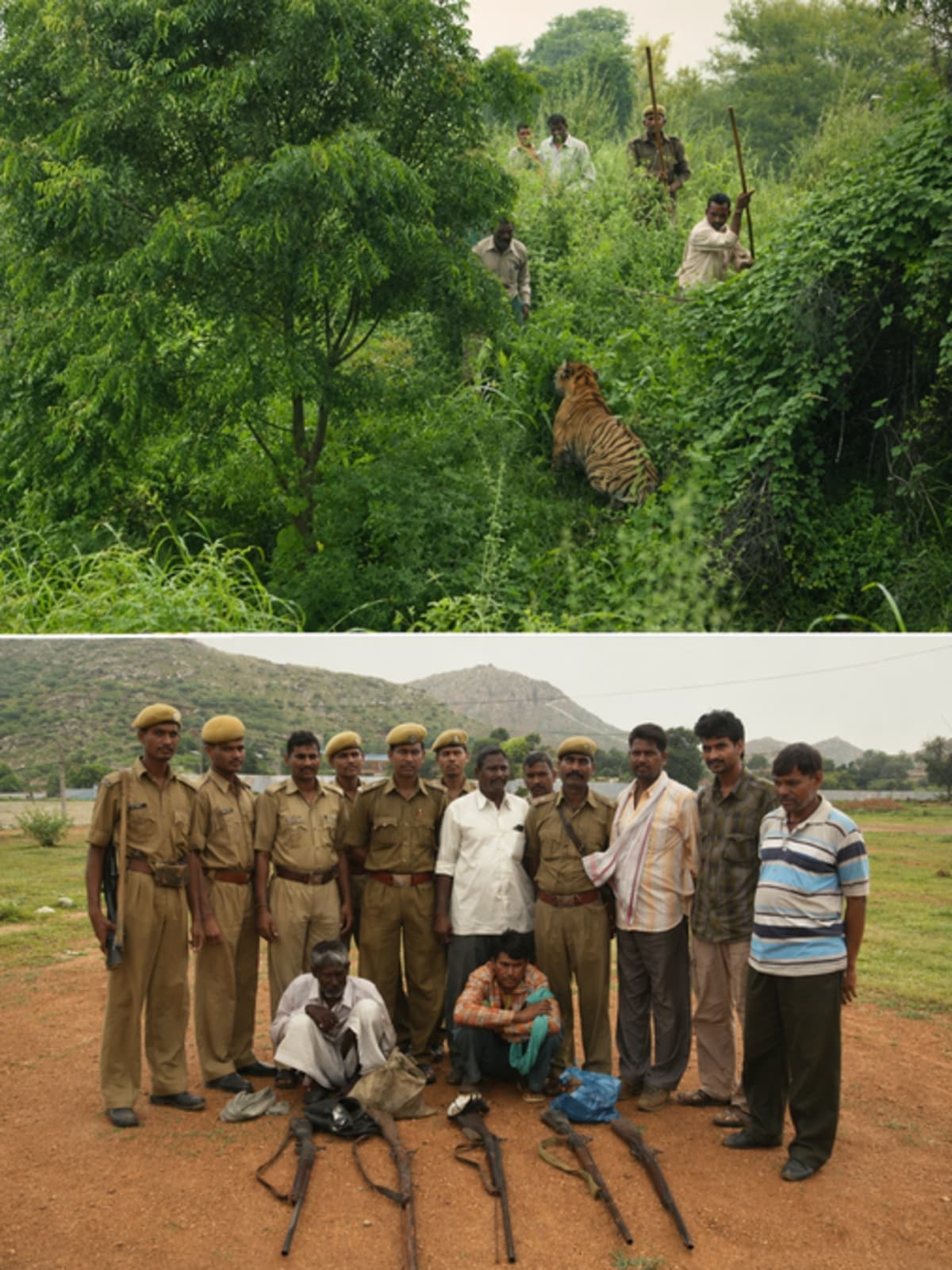 Dr Dharmendra Khandal on motorcycle conducting wildlife survey in Indian countryside