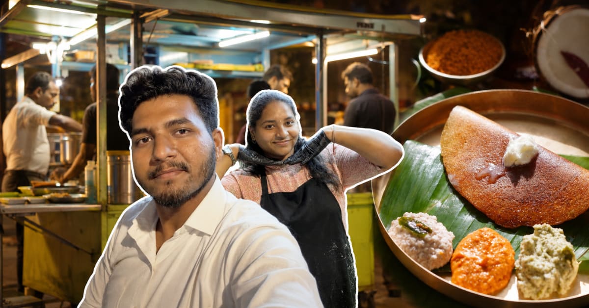Ganesh Sathe making traditional benne dosa with butter on hot griddle at Thane shop