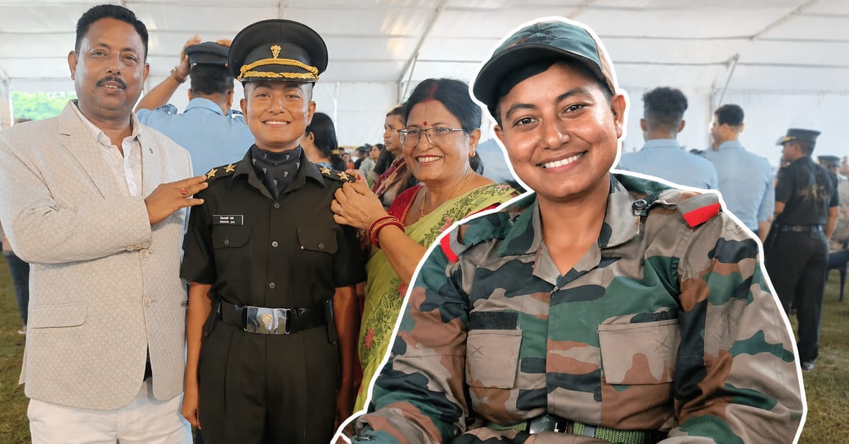 Lieutenant Shivani Jha in Indian Army uniform smiling after years of persistence and recovery