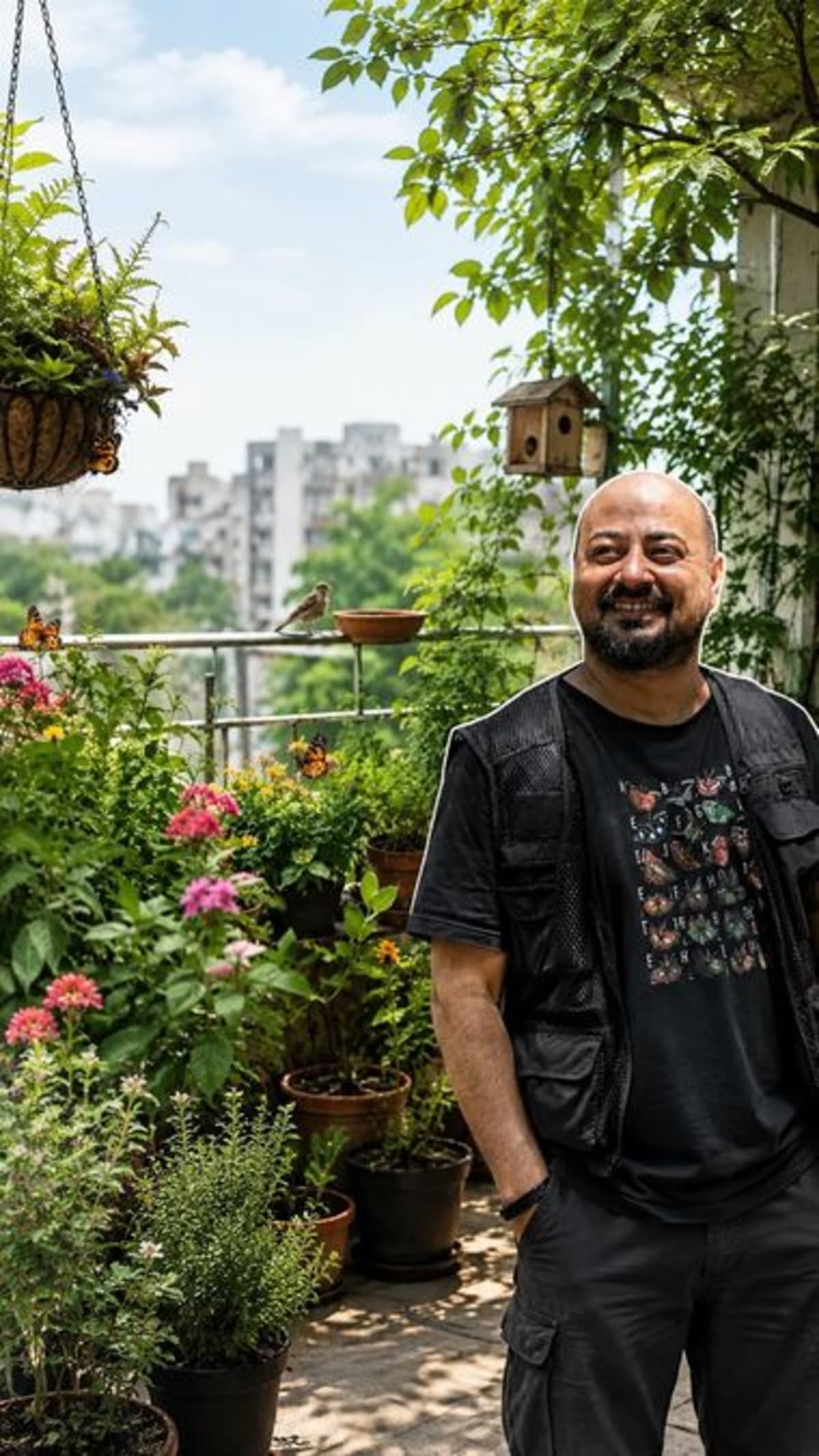 Former Silicon Valley engineer Sohail Madan working with native plant saplings in nursery