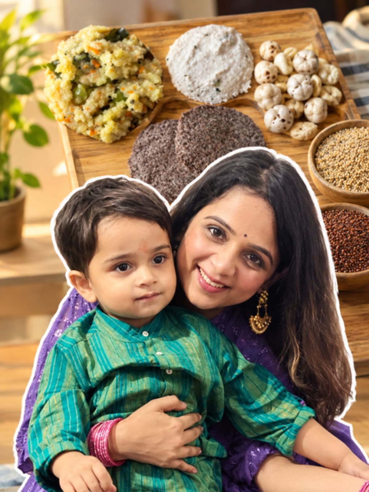 Jyoti Srivastava holding millet-based baby food products from her brand Little Cherry Mom