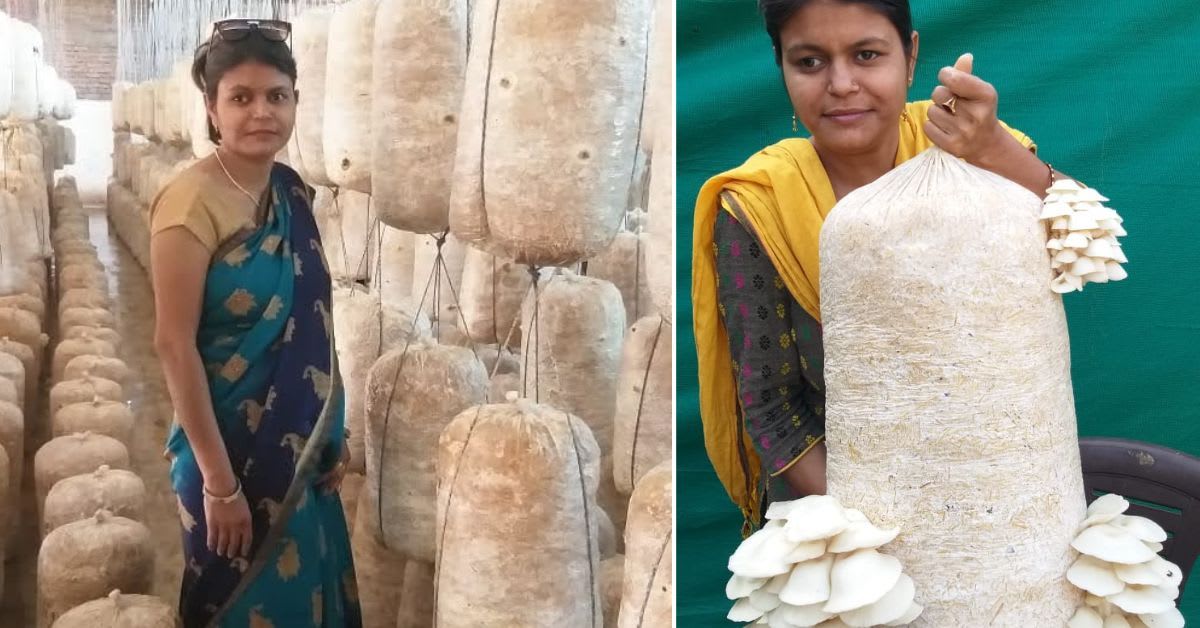 ** Professor Nidhi Katare standing in her mushroom cultivation facility in Gwalior, India