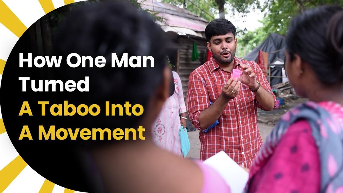 Sobhan Mukherjee speaking about menstrual health awareness in West Bengal community setting