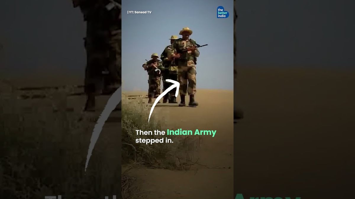 Indian Army soldiers restoring ancient water pond in Rajasthan desert landscape